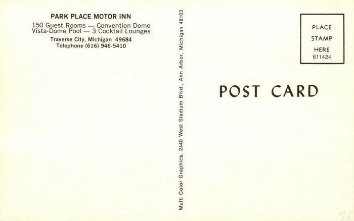 Park Place Hotel (Park Place Motor Inn) - Postcard Back (newer photo)